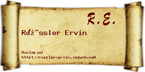 Rössler Ervin névjegykártya